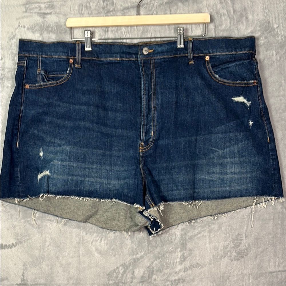 Old Navy Higher High Rise Sky Hi A-Line Dark Wash Cut off Denim Jeans Size 26